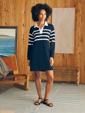 Faherty Rugby Jersey Dress Cape Stripe
